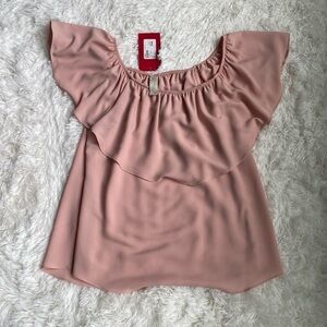 Allison Joy flutter sleeve top. Size XL. Dusty pink.  NWT.